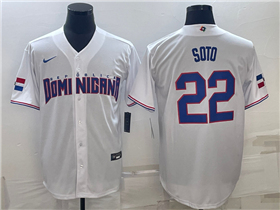 Dominican Republic Baseball #22 Juan Soto White 2023 World Baseball Classic Jersey