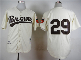 St. Louis Browns #29 Satchel Paige 1953 Throwback Cream Jersey