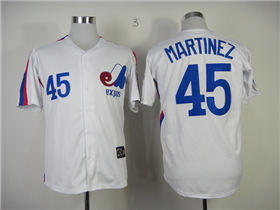 Montreal Expos #45 Pedro Martínez White Throwback Jersey