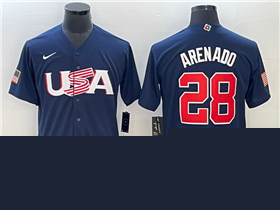 USA Baseball #28 Nolan Arenado Navy 2023 World Baseball Classic Jersey