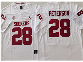 Oklahoma Sooners #28 Adrian Peterson White College Football Jersey