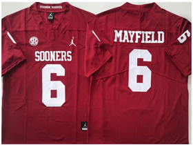 Oklahoma Sooners #6 Baker Mayfield Red College Football Jersey