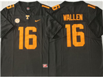 Tennessee Volunteers #16 Morgan Wallen Dark Gray College Football Jersey