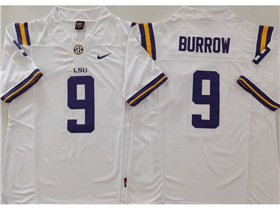LSU Tigers #9 Joe Burrow White College Football F.U.S.E. Limited Jersey