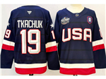 2025 4 Nations Face-Off Team USA #19 Matthew Tkachuk Navy Hockey Jersey