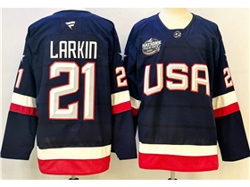 2025 4 Nations Face-Off Team USA #21 Dylan Larkin Navy Hockey Jersey