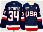 2025 4 Nations Face-Off Team USA #34 Auston Matthews Navy Hockey Jersey