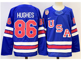 2026 Winter Olympics Team USA #86 Jack Hughes Blue Hockey Jersey