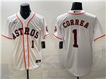 Houston Astros #1 Carlos Correa White Limited Jersey