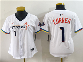 Houston Astros #1 Carlos Correa Women's White 2025 City Connect Limited Jersey