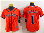 Houston Astros #1 Carlos Correa Women's Orange Limited Jersey