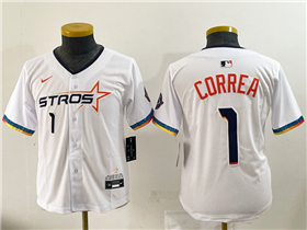 Houston Astros #1 Carlos Correa Youth White 2025 City Connect Limited Jersey