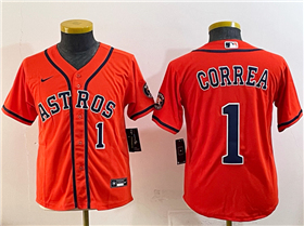 Houston Astros #1 Carlos Correa Youth Orange Limited Jersey