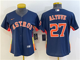 Houston Astros #27 José Altuve Women's Navy Cool Base Jersey