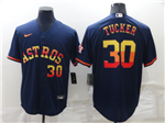 Houston Astros #30 Kyle Tucker Navy/Rainbow Cool Base Jersey