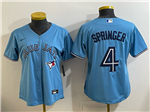 Toronto Blue Jays #4 George Springer Women's Powder Blue Limited Jersey