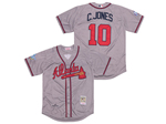 Atlanta Braves #10 Chipper Jones 1999 World Series Gray Throwback Jersey