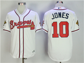 Atlanta Braves #10 Chipper Jones 1995 White Throwback Jersey