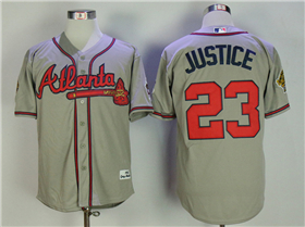 Atlanta Braves #23 David Justice 1995 Gray Throwback Jersey