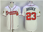 Atlanta Braves #23 David Justice 1995 White Throwback Jersey
