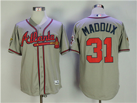 Atlanta Braves #31 Greg Maddux 1995 Gray Throwback Jersey
