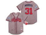 Atlanta Braves #31 Greg Maddux 1999 World Series Gray Throwback Jersey