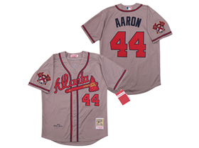 Atlanta Braves #44 Hank Aaron 1974 Gray Throwback Jersey