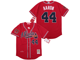 Atlanta Braves #44 Hank Aaron 1974 Red Throwback Jersey