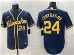 Milwaukee Brewers #24 William Contreras Navy Limited Jersey