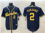 Milwaukee Brewers #2 Brice Turang Navy Limited Jersey