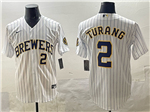 Milwaukee Brewers #2 Brice Turang White Limited Jersey