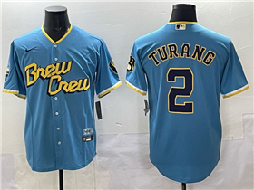 Milwaukee Brewers #2 Brice Turang Powder Blue City Connect Jersey