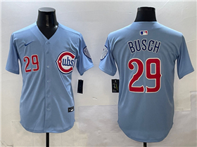 Chicago Cubs #29 Michael Busch 2025 Light Blue City Connect Limited Jersey