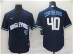 Chicago Cubs #40 Willson Contreras Navy 2021 City Connect Cool Base Jersey