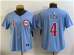 Chicago Cubs #4 PCA Women's 2025 Light Blue City Connect Limited Jersey