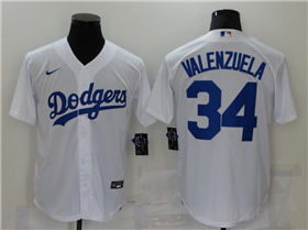 Los Angeles Dodgers #34 Fernando Valenzuela White Cool Base Jersey