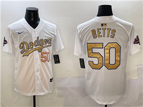 Los Angeles Dodgers #50 Mookie Betts White 2025 Gold Program Limited Jersey