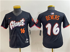 San Francisco Giants #16 Rafael Devers Youth Black 2025 City Connect Limited Jersey