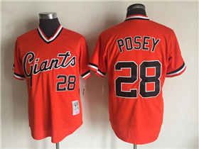 San Francisco Giants #28 Buster Posey Throwback Orange Pullover Jersey