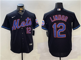 New York Mets #12 Francisco Lindor Black Limited Jersey
