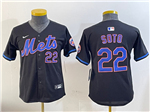 New York Mets #22 Juan Soto Youth Black Limited Jersey
