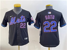 New York Mets #22 Juan Soto Youth Black Limited Jersey