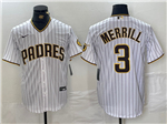 San Diego Padres #3 Jackson Merrill White Pinstripe Limited Jersey