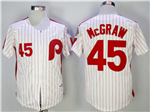 Philadelphia Phillies #45 Tug McGraw 1983 White Pinstripe Throwback Jersey