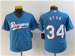 Texas Rangers #34 Nolan Ryan Youth Light Blue Limited Jersey