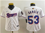 Texas Rangers #53 Adolis Garcia Youth White 2024 Gold Collection Limited Jersey