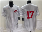 Cincinnati Reds #17 Chris Sabo Vintage White Pinstripe Jersey