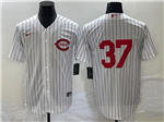 Cincinnati Reds #37 Tyler Stephenson Vintage White Pinstripe Jersey