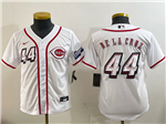 Cincinnati Reds #44 Elly De La Cruz Youth White 2025 Speedway Classic Limited Jersey