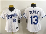 Kansas City Royals #13 Salvador Perez Women's White Limited Jersey
